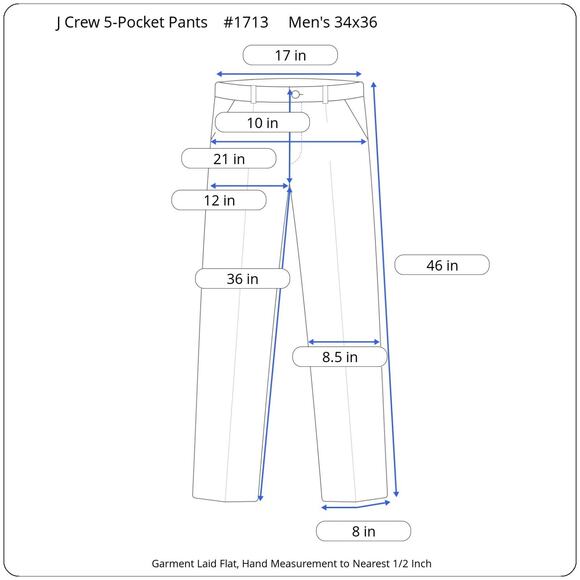 J.Crew Corduroy 5-Pocket Pants Men’s 34x36 Dark Navy Straight Soft Taper Fit 770 - Picture 13 of 13